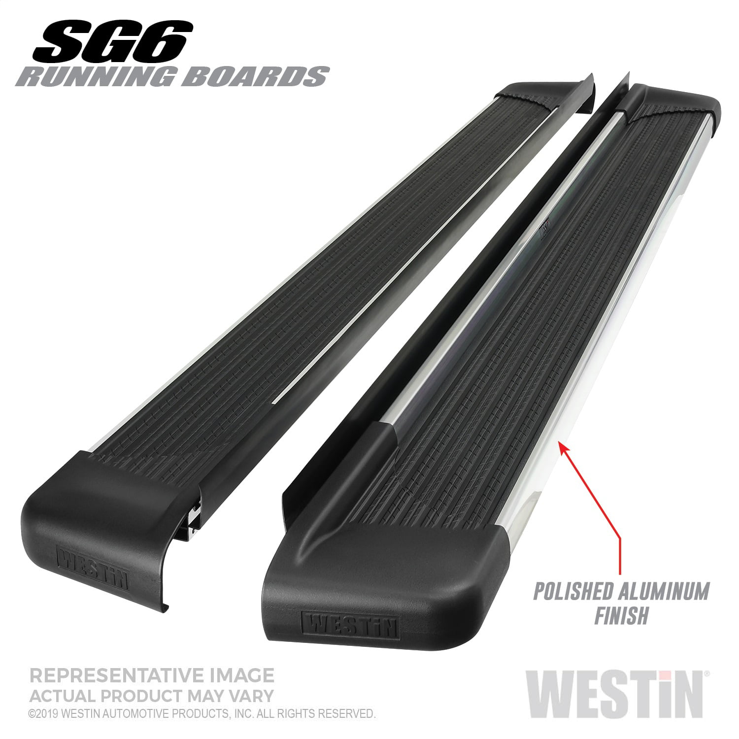 79 INCHES POLISHED SG6 RUNNING BOARDS (BRKT SOLD SEP)