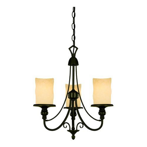 3 Light Chandelier Burnished Bronze Patina Finish with Burnt Scavo Glass