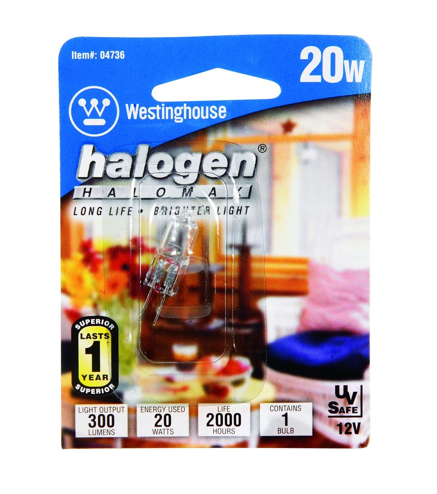20W T3 JC Halogen Low Voltage Clear G4 Base, 12 Volt, Card