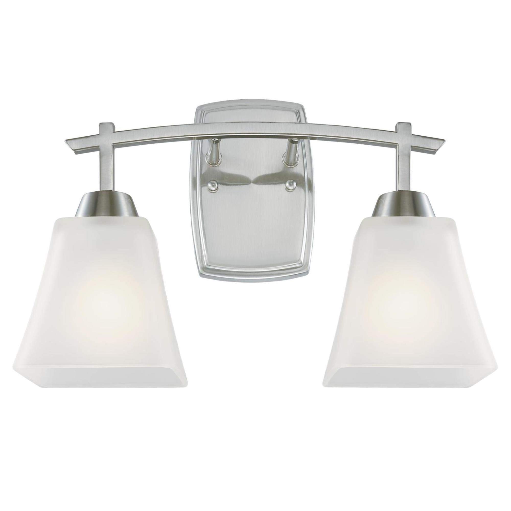 2 Light Wall Fixture Brushed Nickel Finish Frosted Glass