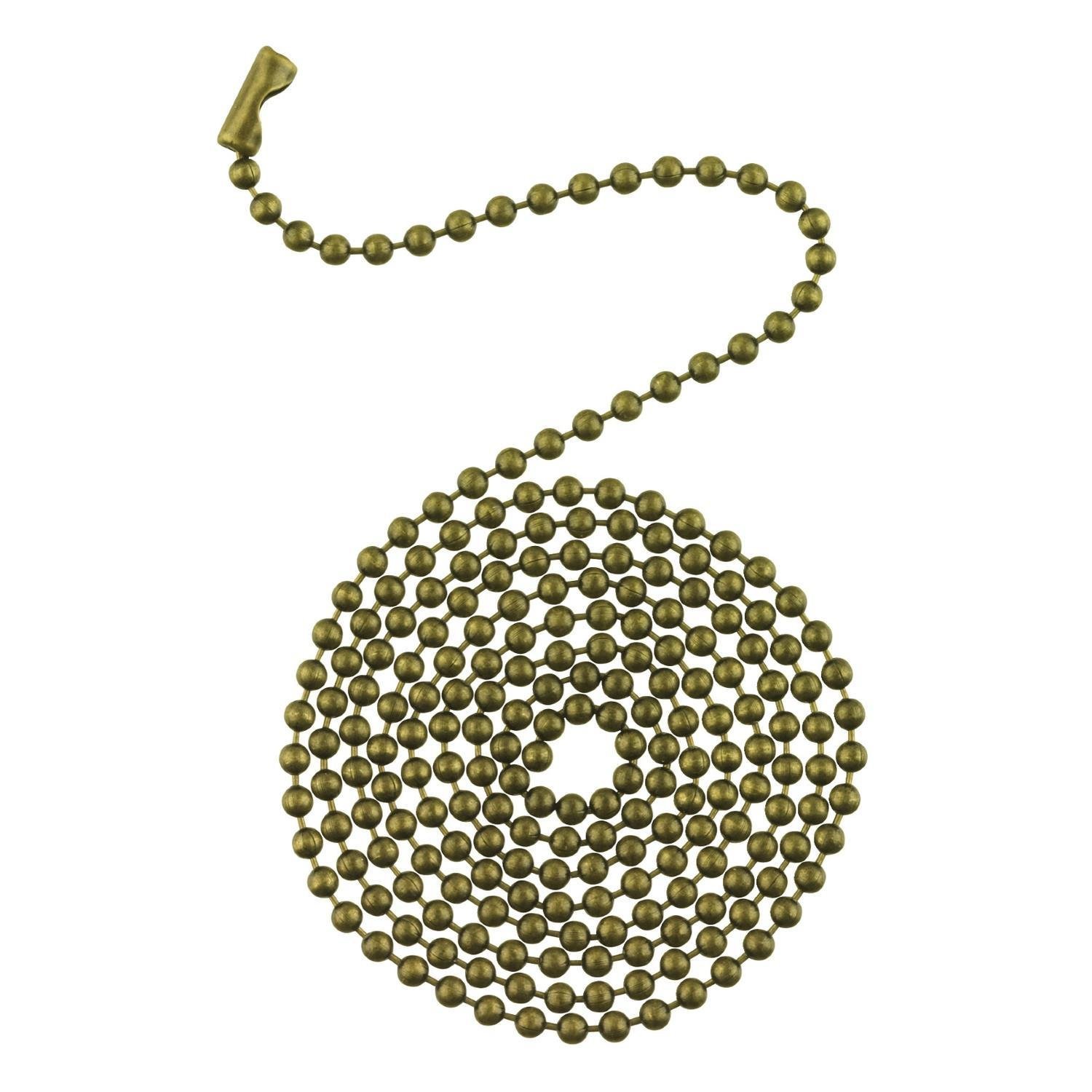 3 Ft. Beaded Chain with Connector Antique Brass Finish