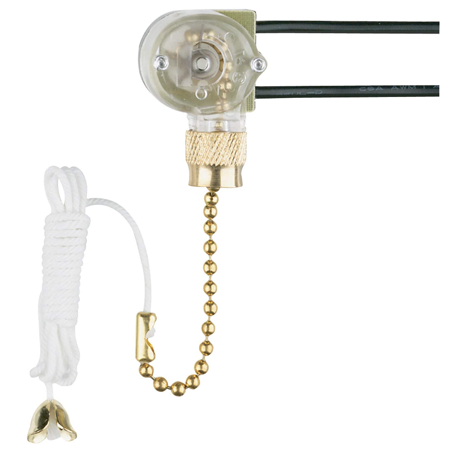 Replacement Canopy Light Switch with Brass Finish Pull Chain