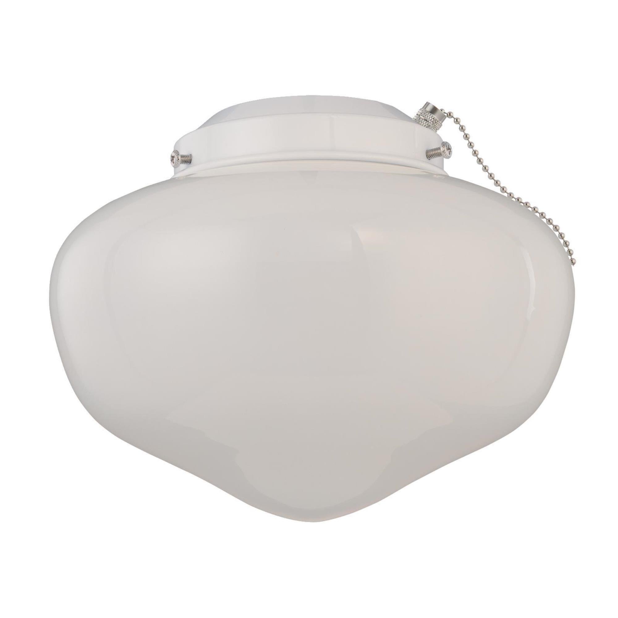 LED Schoolhouse Ceiling Fan Light Kit White Finish White Opal Glass