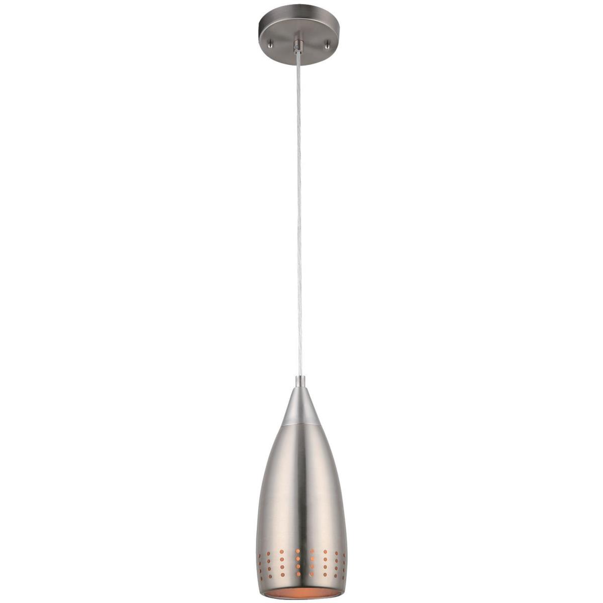 1 Light Mini Pendant Brushed Nickel Finish with Perforated Metal Shade