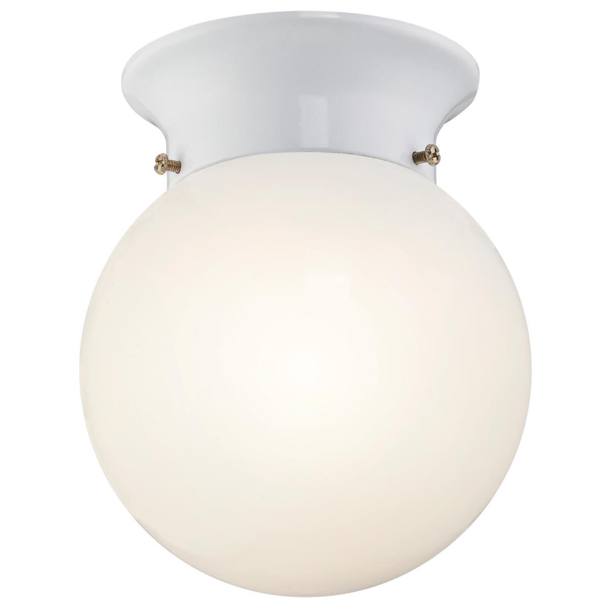 5-13/16" LED Flush White Finish with White Opal Glass Globe