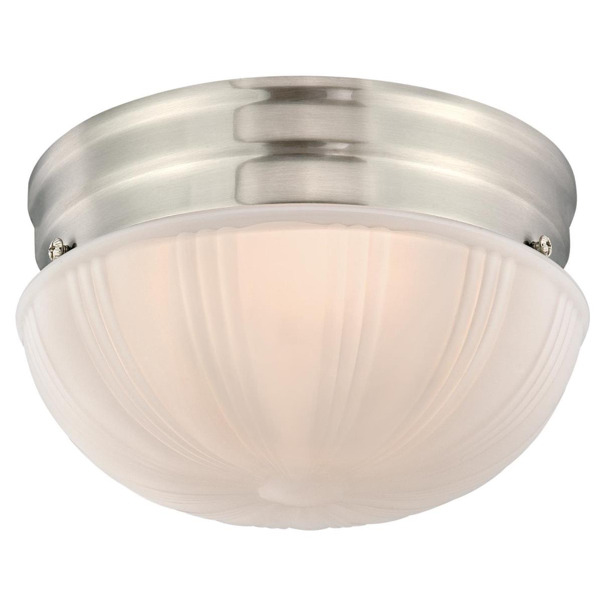 6-7/8" LED Flush Brushed Nickel Finish with Frosted Fluted Glass