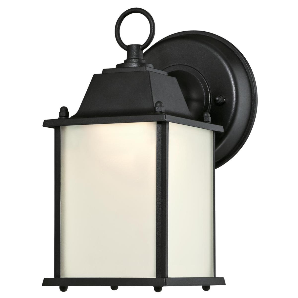 1 Light LED Wall Fixture Textured Black Finish with Frosted Glass