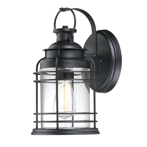 Westinghouse Lighting Kellen One-Light Outdoor Wall Fixture, Textured Black Finish with Clear Seeded Glass