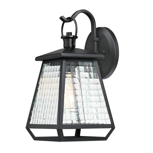 Westinghouse Lighting Aurelie One-Light Outdoor Wall Fixture, Textured Black Finish with Clear Waffle Glass