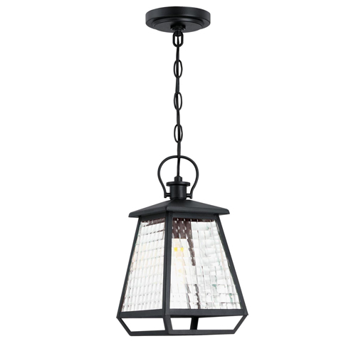 Westinghouse Lighting Aurelie One-Light Outdoor Pendant, Textured Black Finish with Clear Waffle Glass