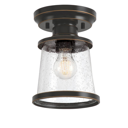 Westinghouse Lighting Emma Jane 7-Inch One-Light Outdoor Semi-Flush Mount Ceiling Fixture, Amber Bronze Finish with Clear Seeded