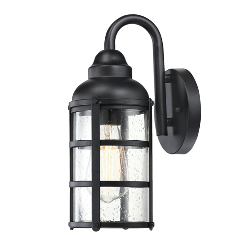 Westinghouse Lighting Rezner One-Light Outdoor Wall Fixture, Textured Black Finish with Clear Seeded Glass
