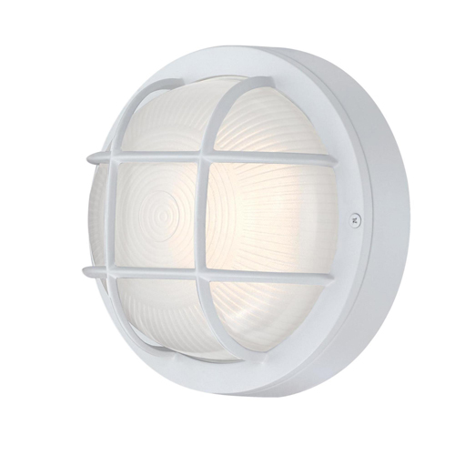 Westinghouse Lighting One-Light Dimmable LED Outdoor Wall Fixture, Textured White Finish with White Glass