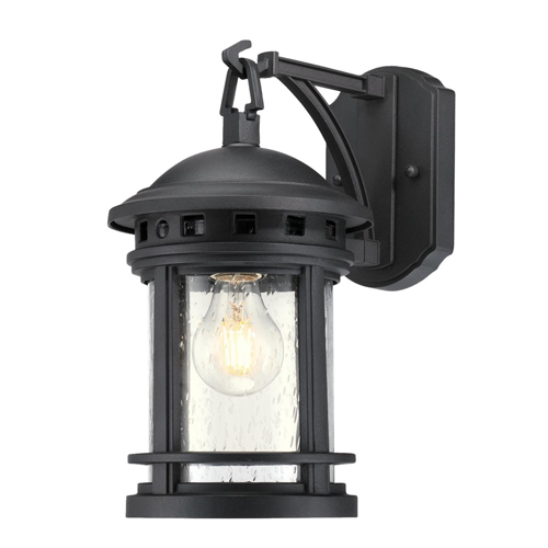 Westinghouse Lighting Sargut One-Light Outdoor Wall Fixture, Textured Black Finish with Clear Seeded Glass