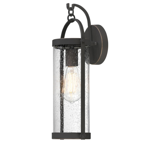 Westinghouse Lighting Morrisette One-Light Outdoor Wall Fixture, Oil Rubbed Bronze Finish with Highlights and Clear Seeded Glass