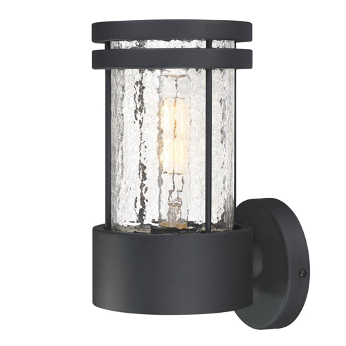 Westinghouse Lighting Mosley One-Light Outdoor Wall Fixture, Textured Black Finish with Clear Crackle Glass