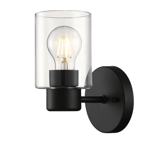 Westinghouse Lighting Sylvestre One-Light Indoor Wall Fixture, Matte Black Finish, Clear Glass