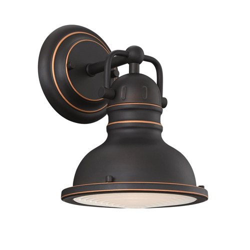 Westinghouse Lighting Boswell One-Light Indoor Wall Fixture, Oil-Rubbed Bronze Finish with Highlights, Frosted Prismatic Acrylic