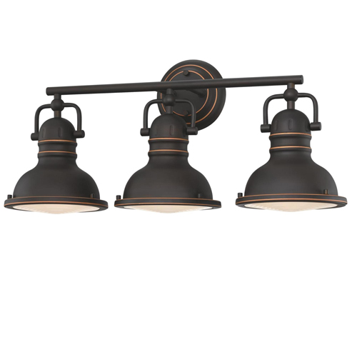Westinghouse Lighting Boswell Three-Light Indoor Wall Fixture, Oil-Rubbed Bronze Finish with Highlights, Frosted Prismatic Acryl