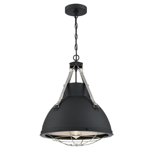 Westinghouse Lighting Bartley One-Light Indoor Pendant, Matte Black Finish with Dark Pewter Accents, Cage Shade