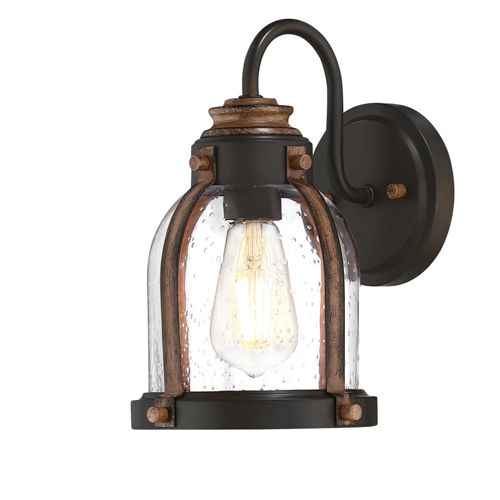 Westinghouse Lighting Cindy One-Light Indoor Wall Fixture, Oil-Rubbed Bronze Finish with Barnwood Accents, Clear Seeded Glass