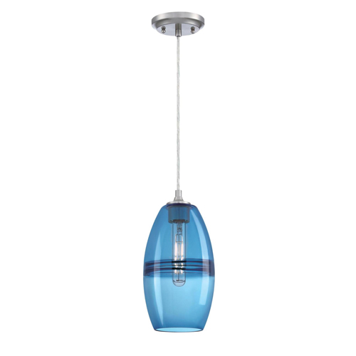 Westinghouse Lighting Soren One-Light Indoor Mini Pendant, Brushed Nickel Finish, Sapphire Glass