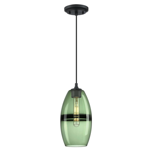 Westinghouse Lighting Soren One-Light Indoor Mini Pendant Light, Matte Black Finish, Forest Glass