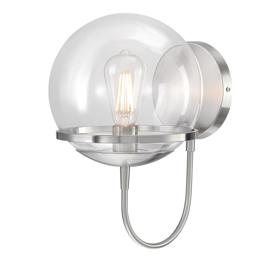 Westinghouse Lighting Marla One-Light Indoor Wall Fixture, Brushed Nickel Finish, Clear Glass