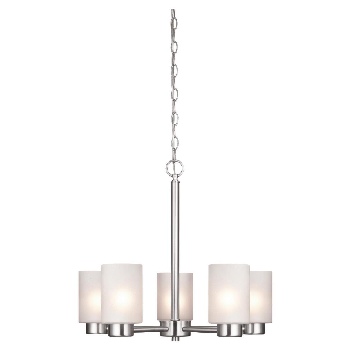 5 Light Chandelier Brushed Nickel Finish with Frosted Seeded Glass