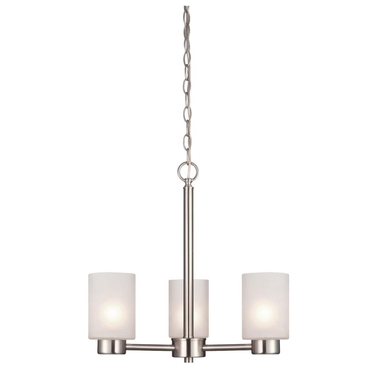 3 Light Chandelier Brushed Nickel Finish with Frosted Seeded Glass