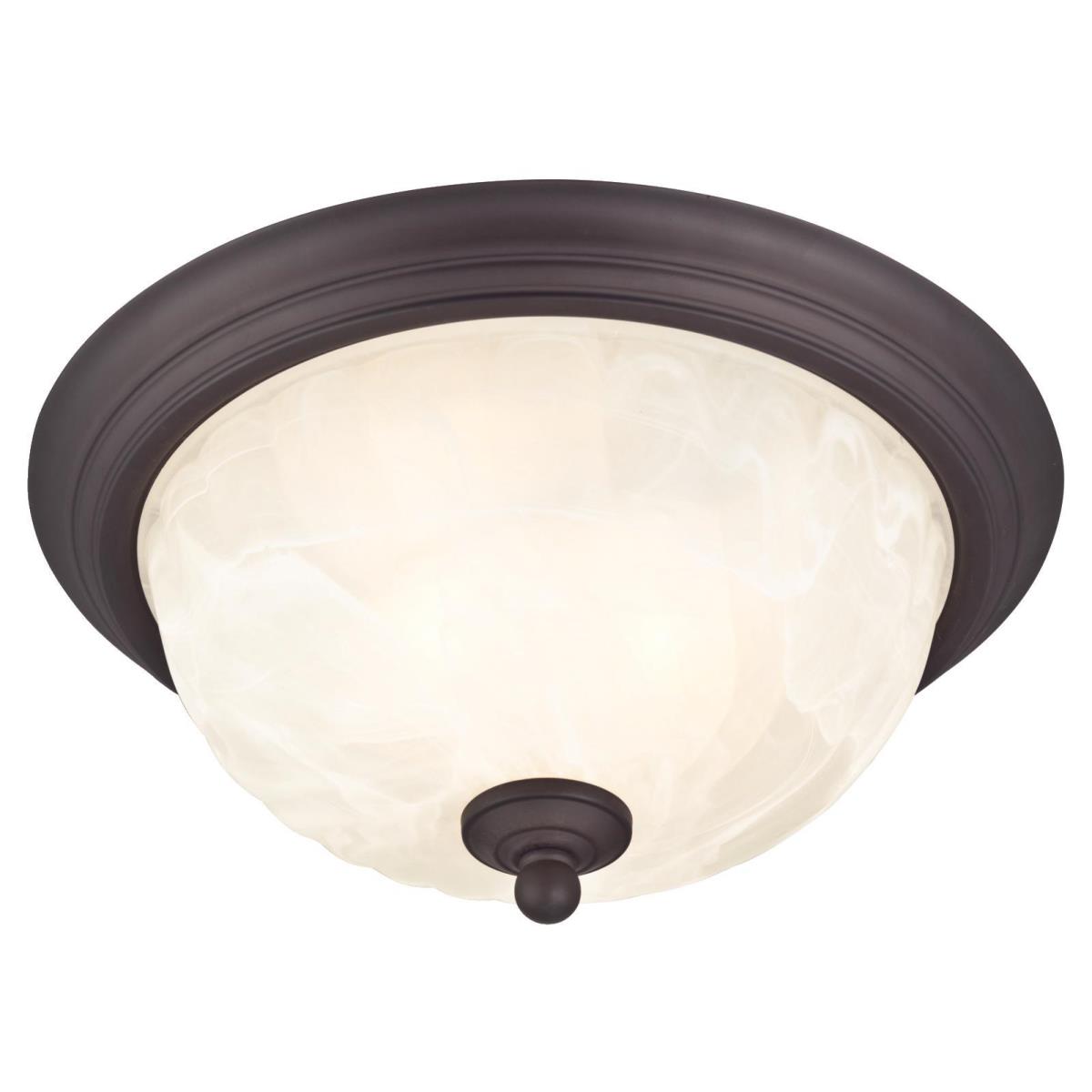 2 Light Flush Oil Rubbed Bronze Finish with White Alabaster Glass