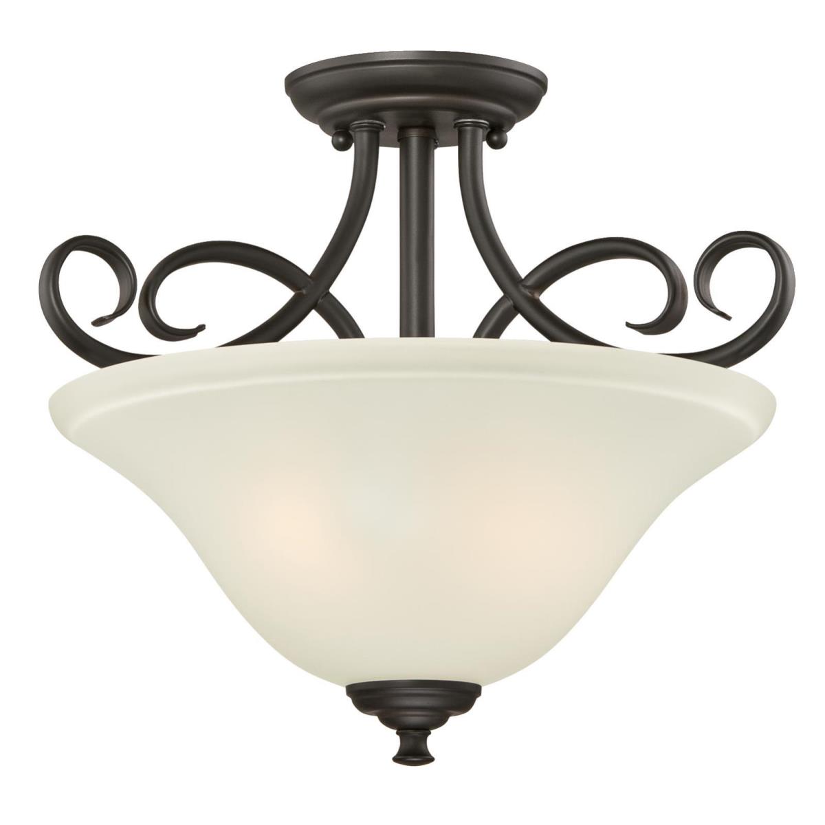 2 Light Semi-Flush Oil Rubbed Bronze Finish with Frosted Glass