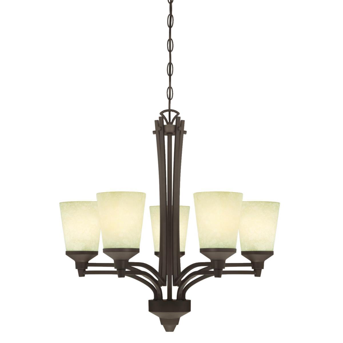 5 Light Chandelier Oil Rubbed Bronze Finish with Smoldering Scavo Glass