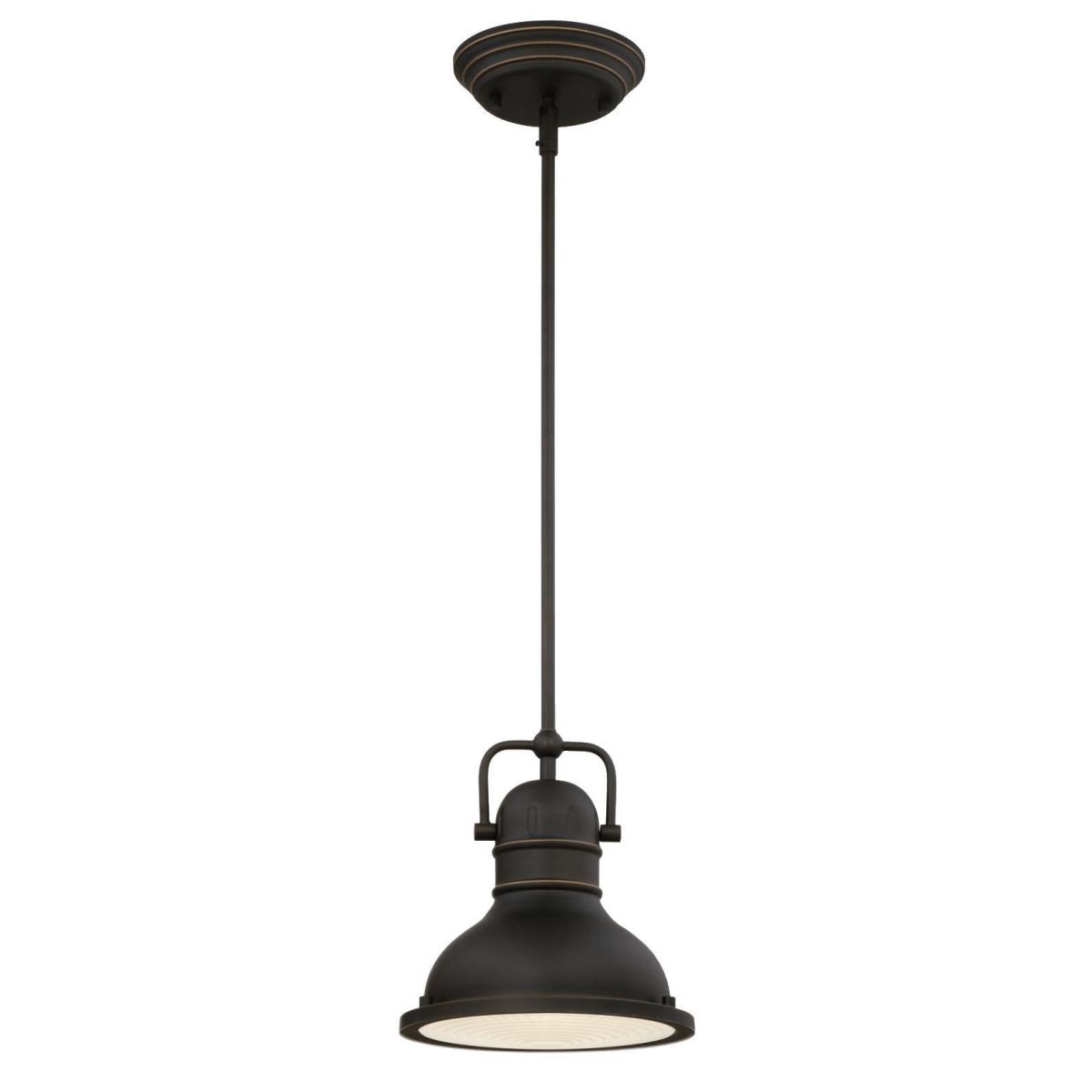 1 Light LED Mini Pendant Oil Rubbed Bronze Finish with Highlights and Prismatic Lens