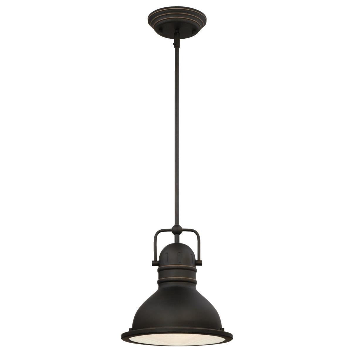 1 Light LED Pendant Oil Rubbed Bronze Finish with Highlights and Prismatic Lens