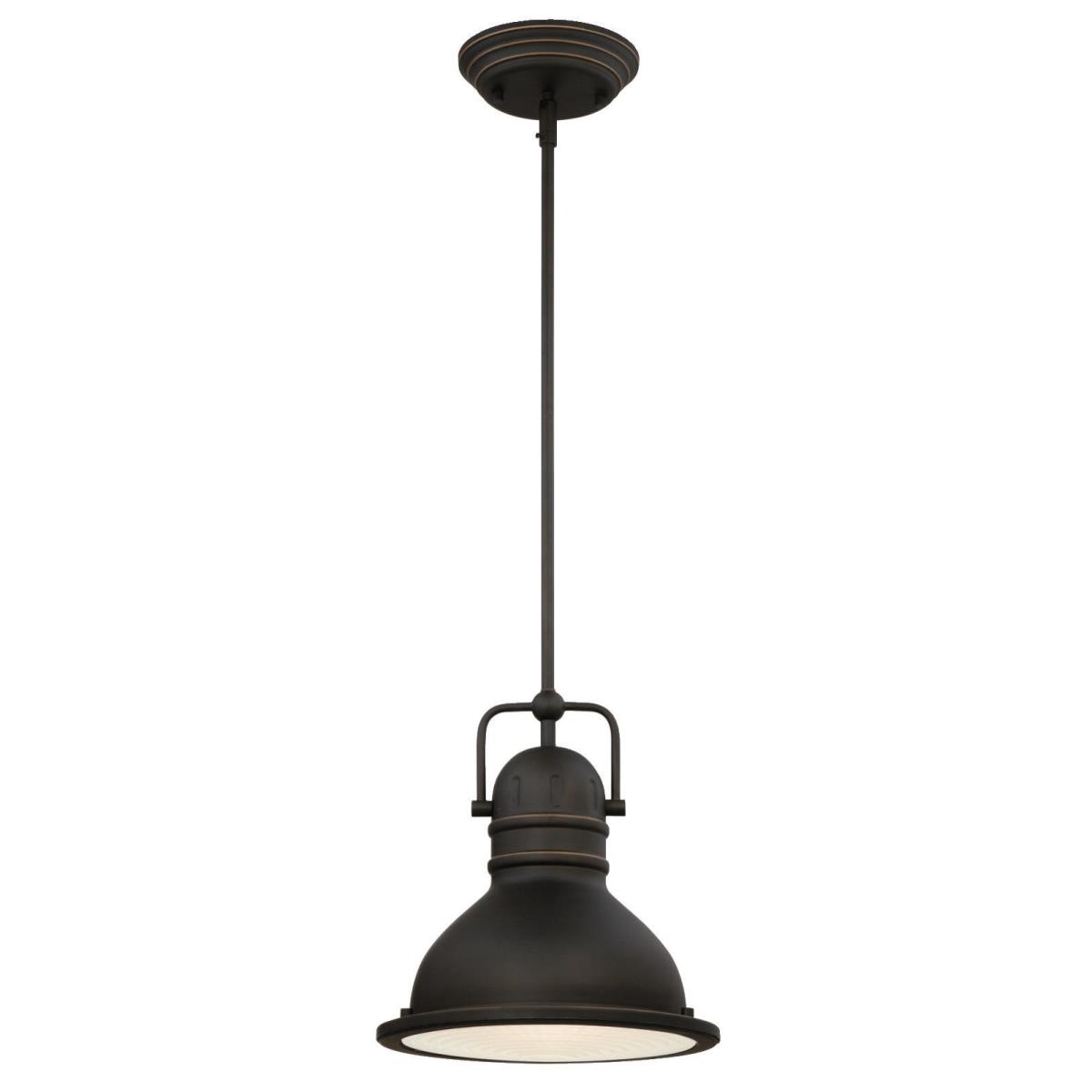 1 Light LED Pendant Oil Rubbed Bronze Finish with Highlights and Prismatic Lens