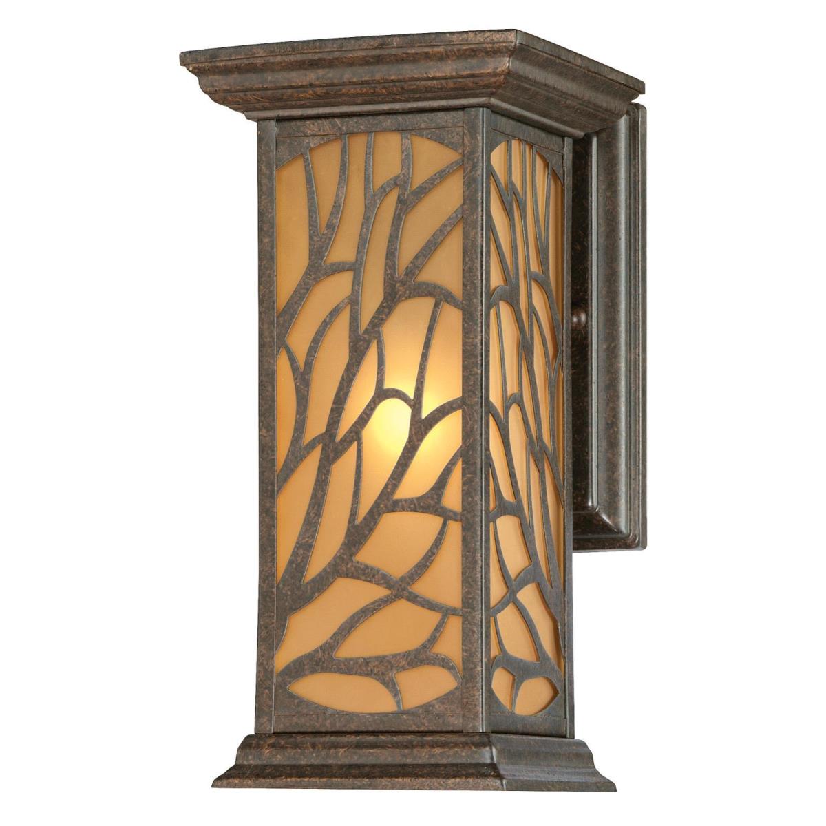 1 Light Wall Fixture Victorian Bronze Finish with Amber Frosted Glass