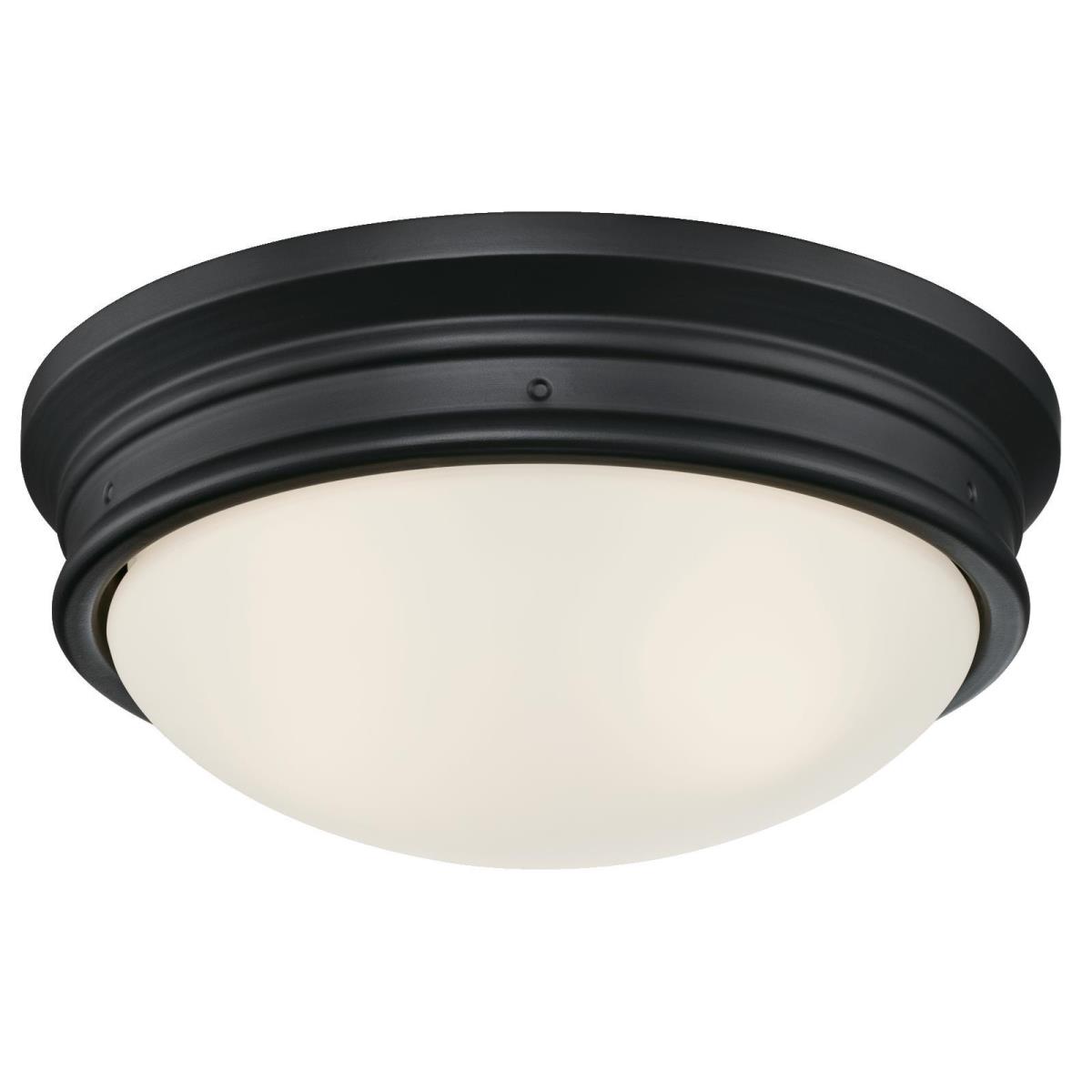 2 Light Flush Matte Black Finish with Frosted Glass