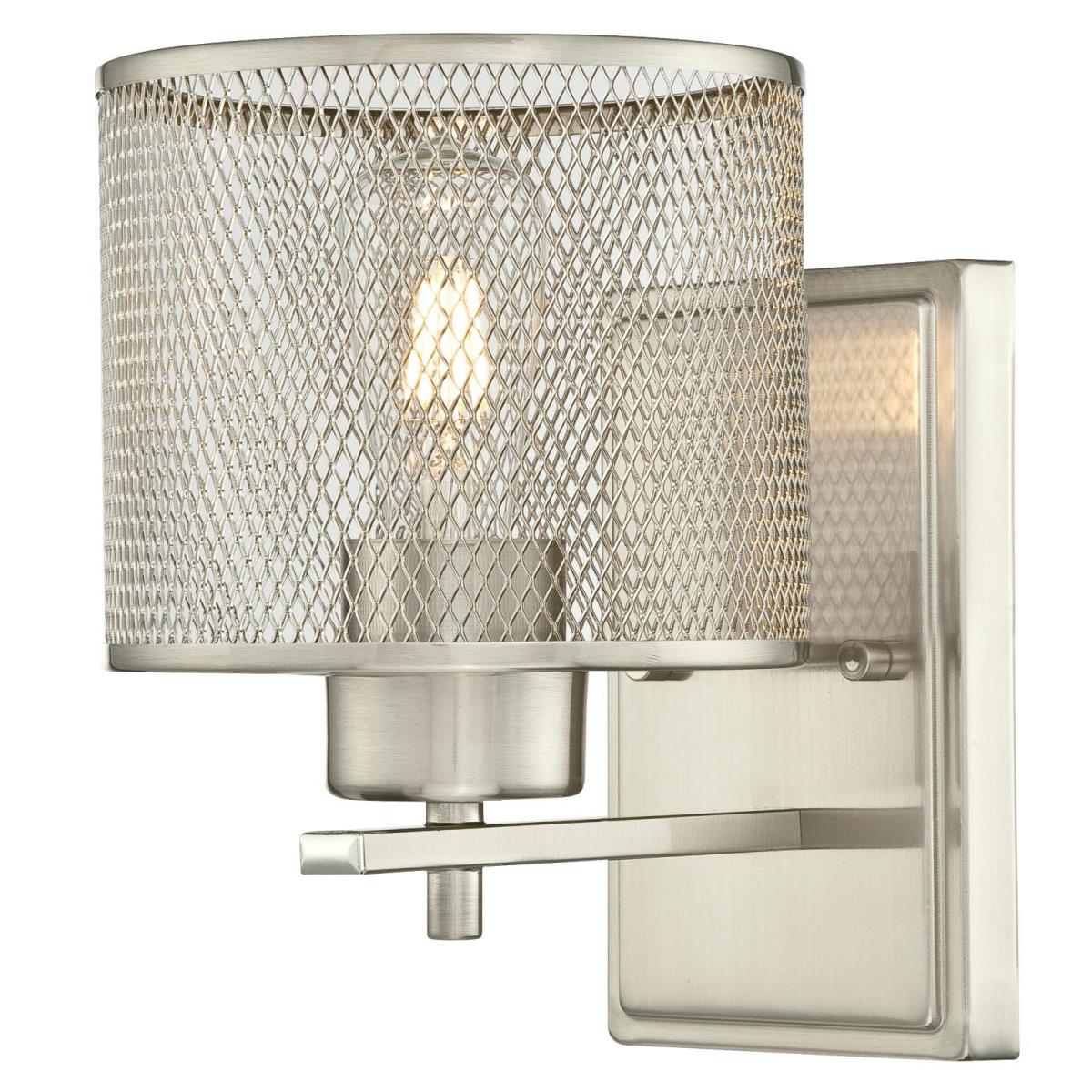 1 Light Wall Brushed Nickel Finish with Mesh Shade