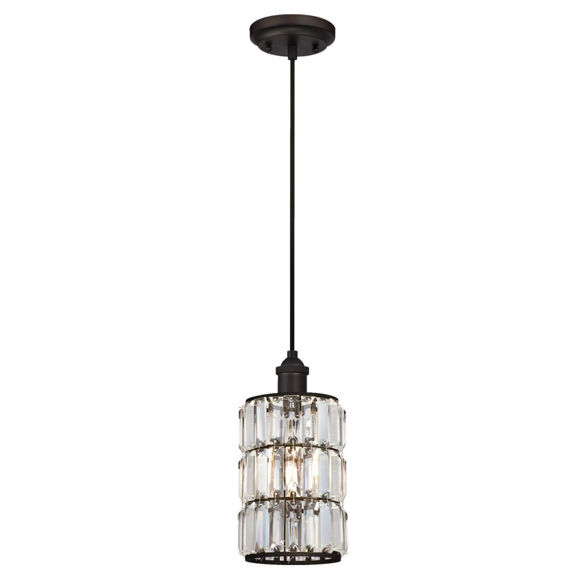 1 Light Mini Pendant Oil Rubbed Bronze Finish with Crystal Prism Glass