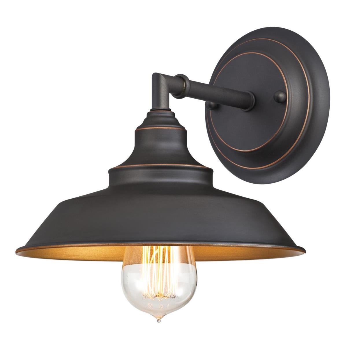 1 Light Wall Fixture Oil Rubbed Bronze Finish with Highlights and Metallic Bronze Interior