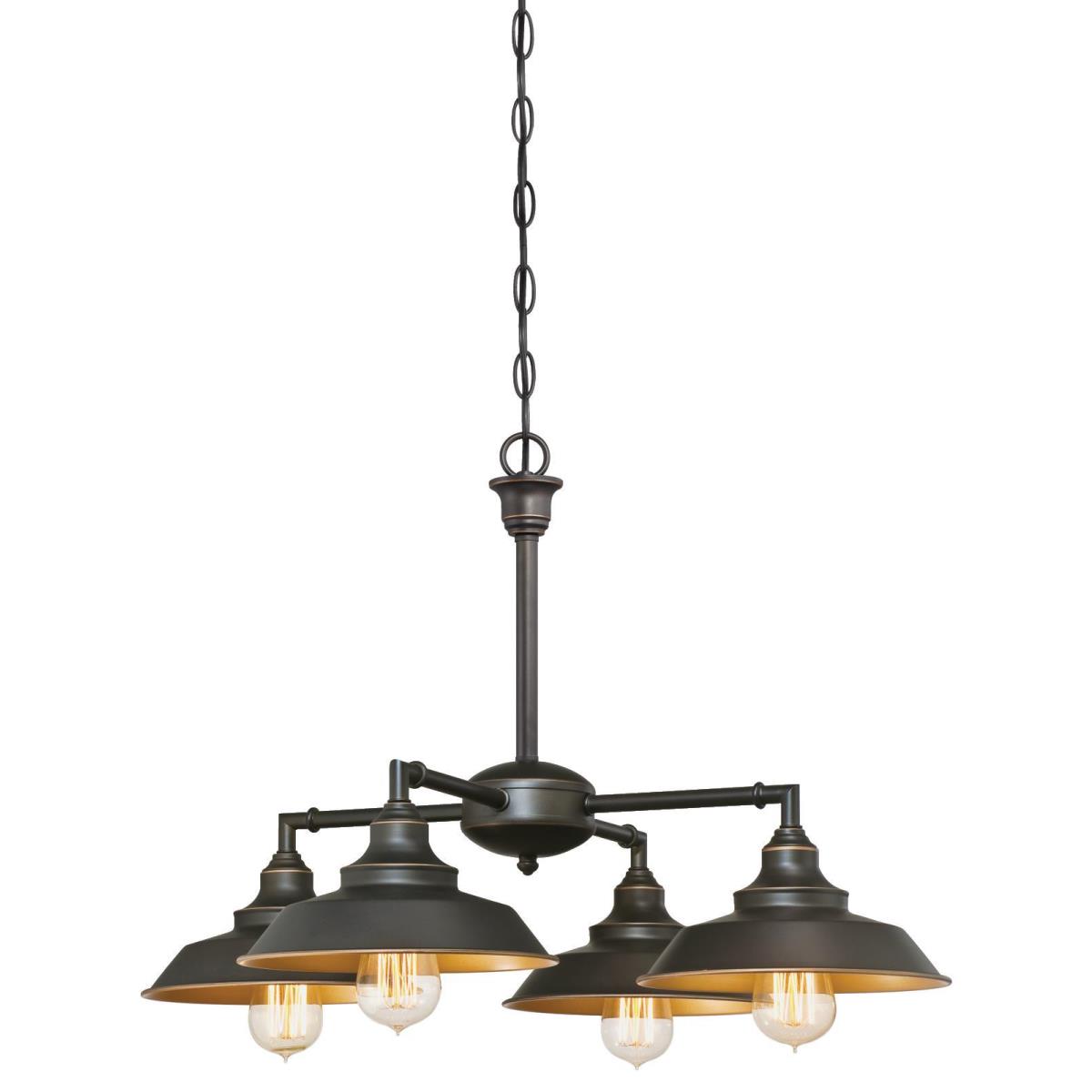 4 Light Chandelier/Semi-Flush Oil Rubbed Bronze Finish with Highlights and Metallic Bronze Interior