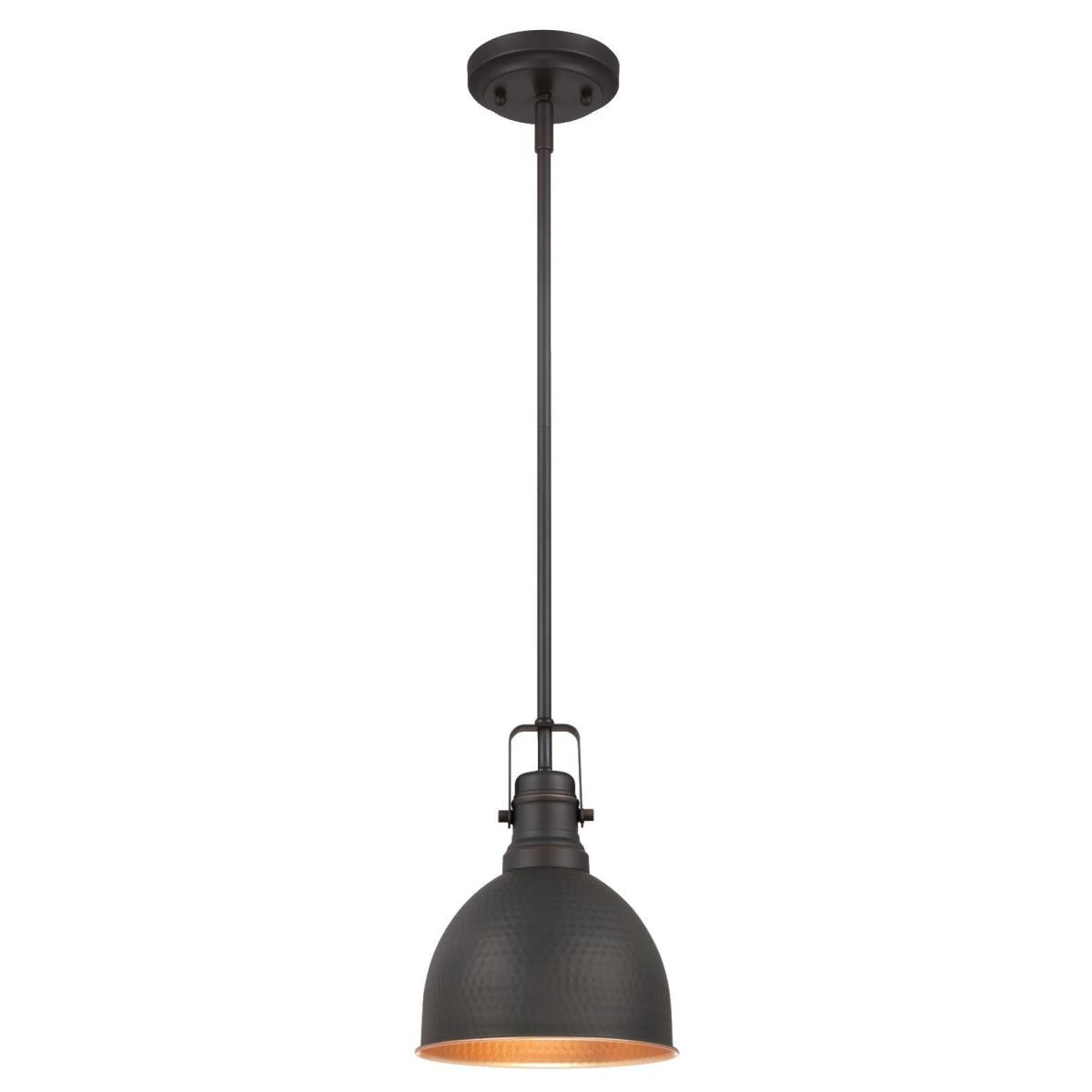 1 Light Mini Pendant Hammered Oil Rubbed Bronze Finish with Highlights