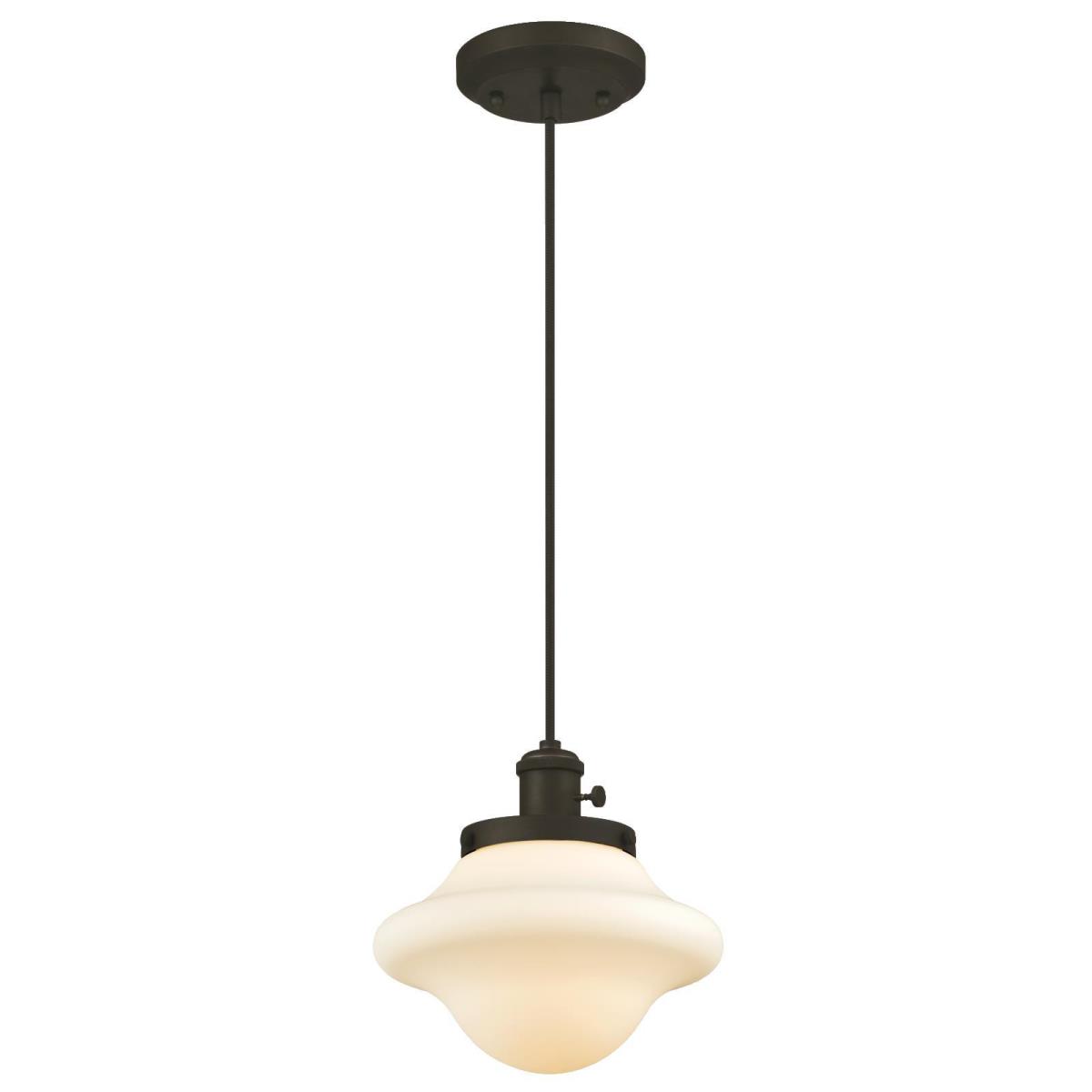 1 Light Mini Pendant with Turn Knob Oil Rubbed Bronze Finish with Frosted Opal Glass
