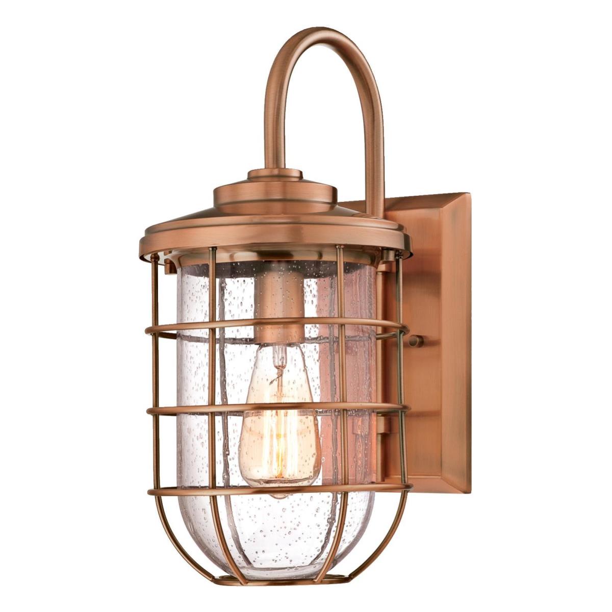 1 Light Wall Fixture Washed Copper Finish with Clear Seeded Glass
