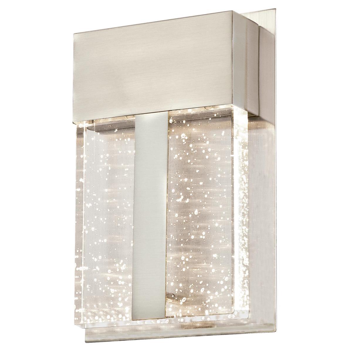 1 Light LED Wall Fixture Brushed Nickel Finish with Bubble Glass