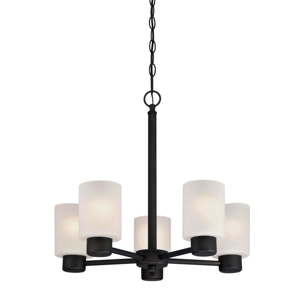 5 Light Chandelier Oil Rubbed Bronze Finish with Frosted Glass