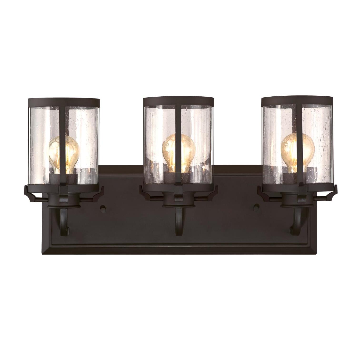 3 Light Wall Fixture Oil Rubbed Bronze Finish with Clear Seeded Glass