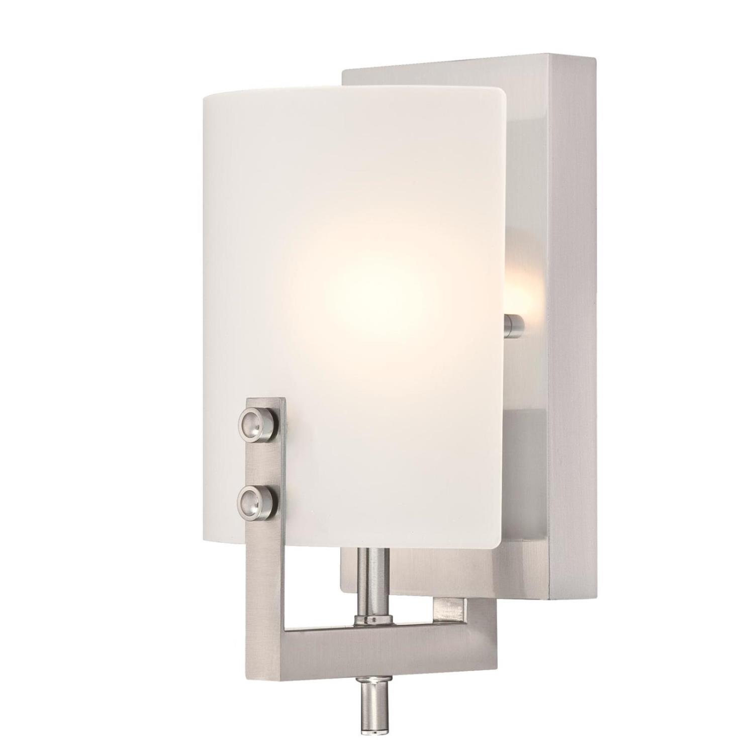 1 Light Wall Fixture Brushed Nickel Finish with Frosted Glass