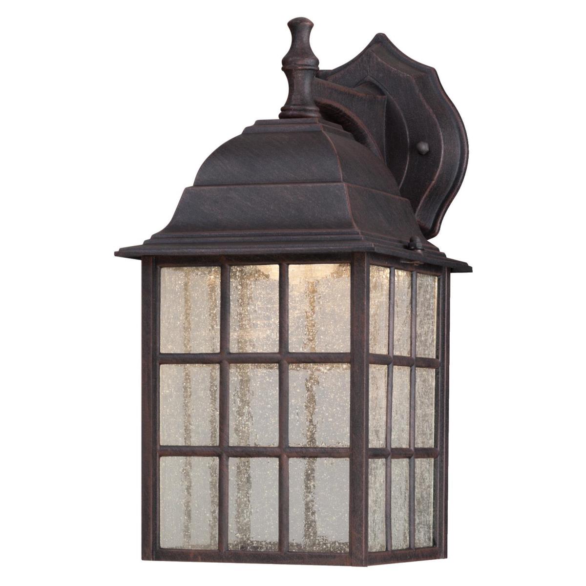 1 Light LED Wall Fixture Weathered Patina Finish with Seeded Glass